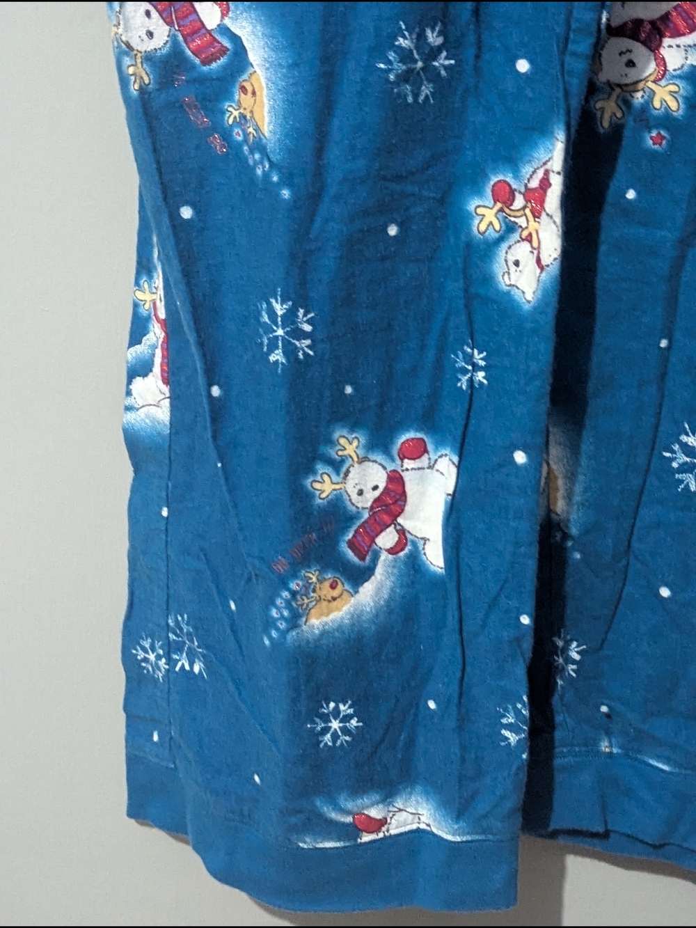 La Senza Vintage Women's Teal Snowman Fleece One-Piece Pajamas Whimsical Holiday - Picture 3 of 16